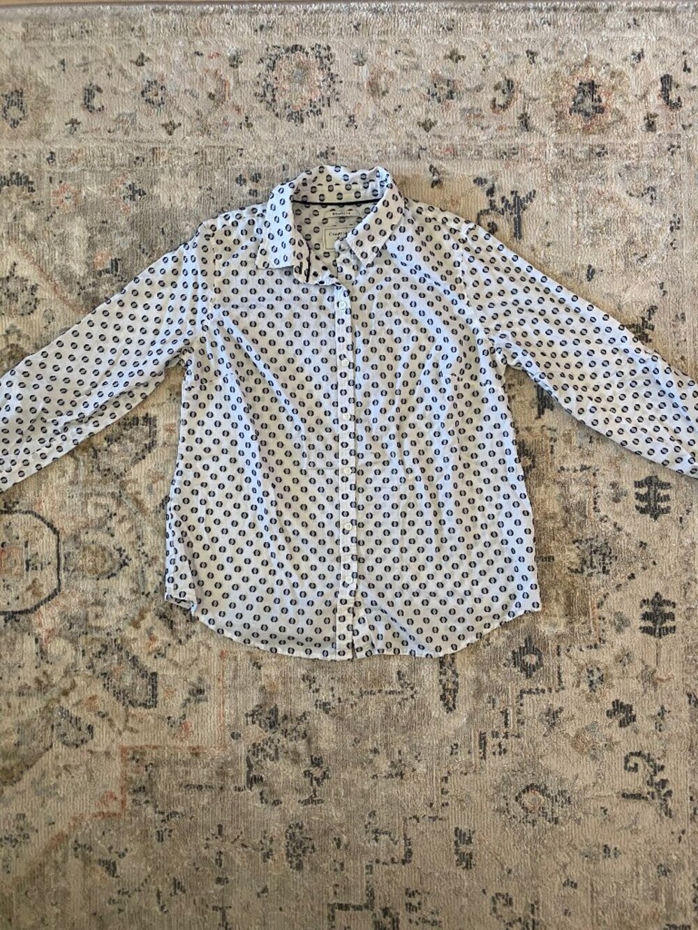 Charter Club black and white dot button down